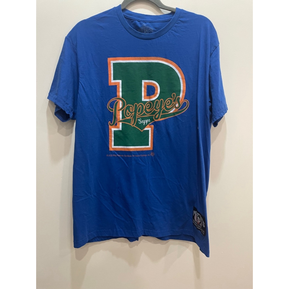 Popeye's Gear Mens Crew TShirt L Workout Gym Supplements Tee 100% Cotton Muscles